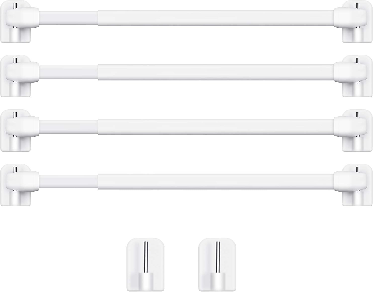 4 Pieces Extendable Curtain Rod Cupboard Bars Tensions Adjustable Plastic