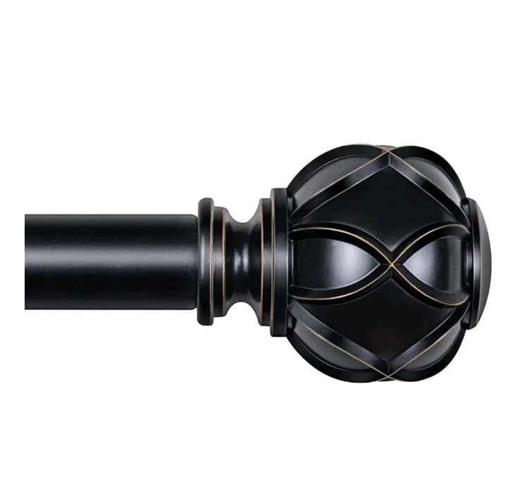 KAMANINA Netted Texture Finial, 2 Pcs Black Decorative Curtain Rod Finial