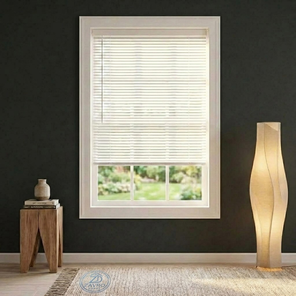 Light Filtering cordless Window Blinds Vinyl Mini Blinds 1″ White 23-70 in Wide