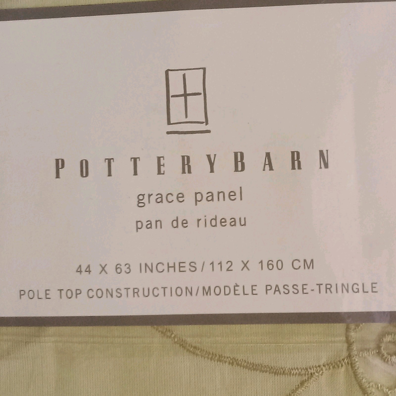 Pottery Barn Grace Curtain Panel Celery Green Embroidered 44×63 Lot Of 2