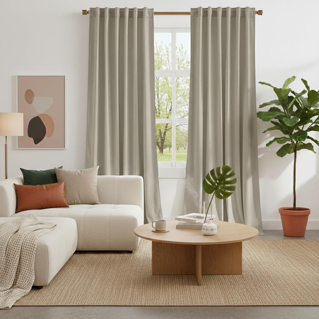 Nicetown Camel Room Darkening Velvet Curtains 84 Long Drapes For Bedroom Living
