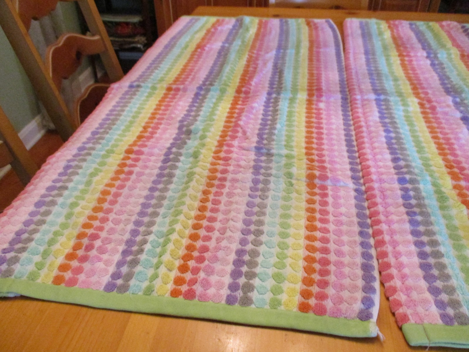 2 Valances made from Circo Towels Pastel Dots Fun Girl’s Bedroom Bath EUC