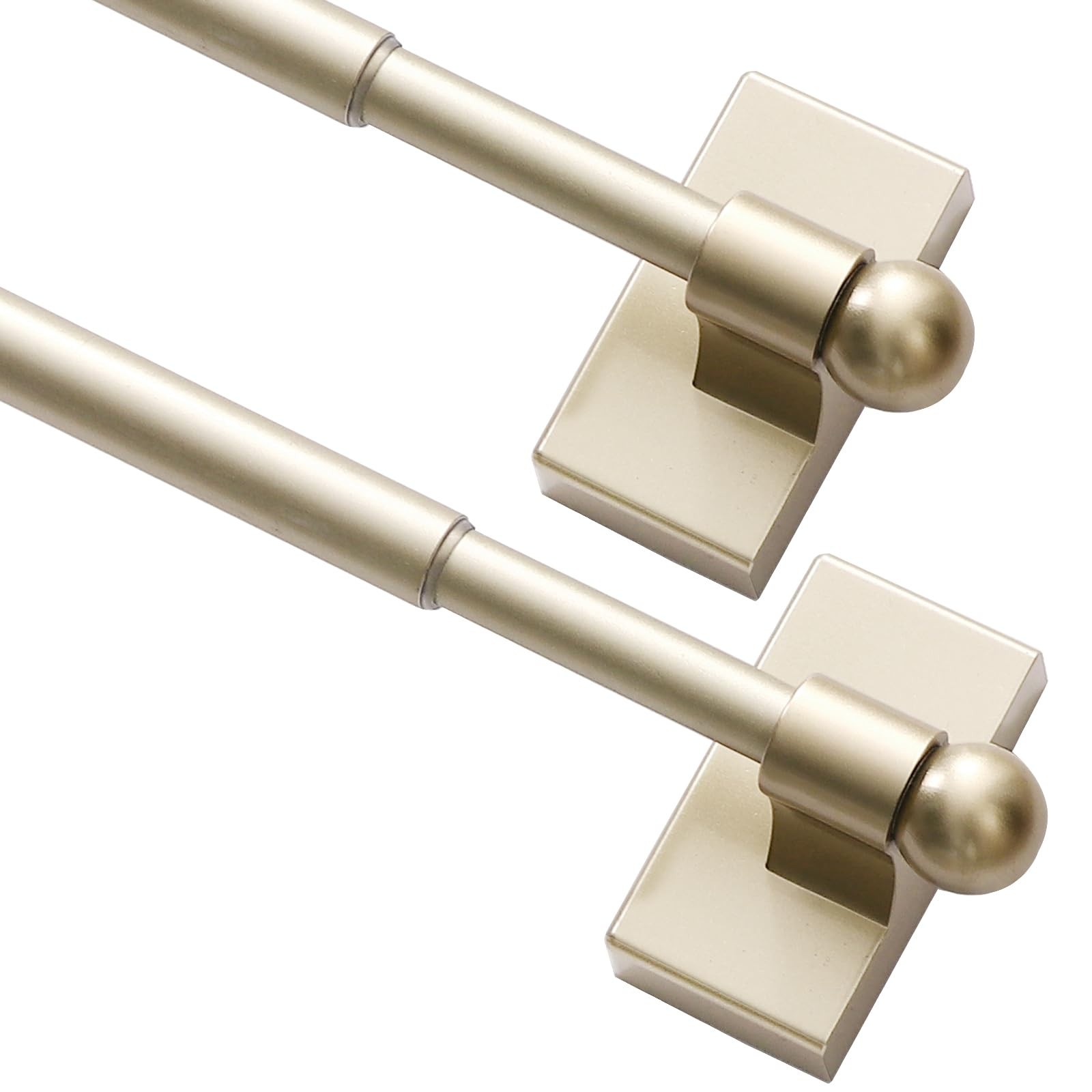 2 Pack Magnetic Curtain Rods Adjustable 16-28 Inch Champagne Gold Metal Door Rod