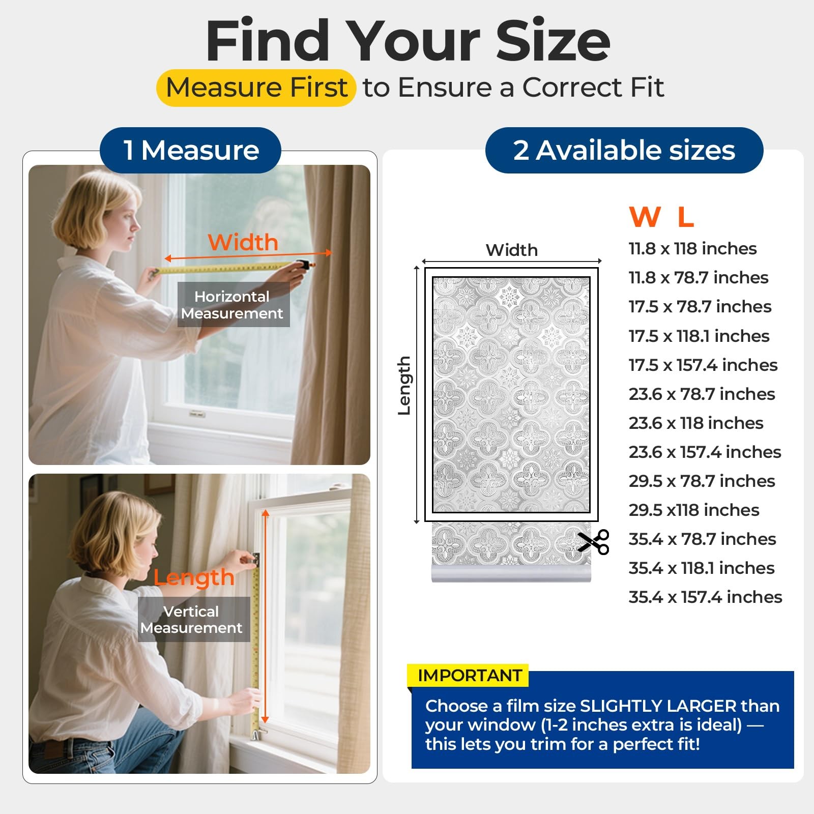 Decorative Privacy Window Film for Front Door, Bathroom, Static Cling