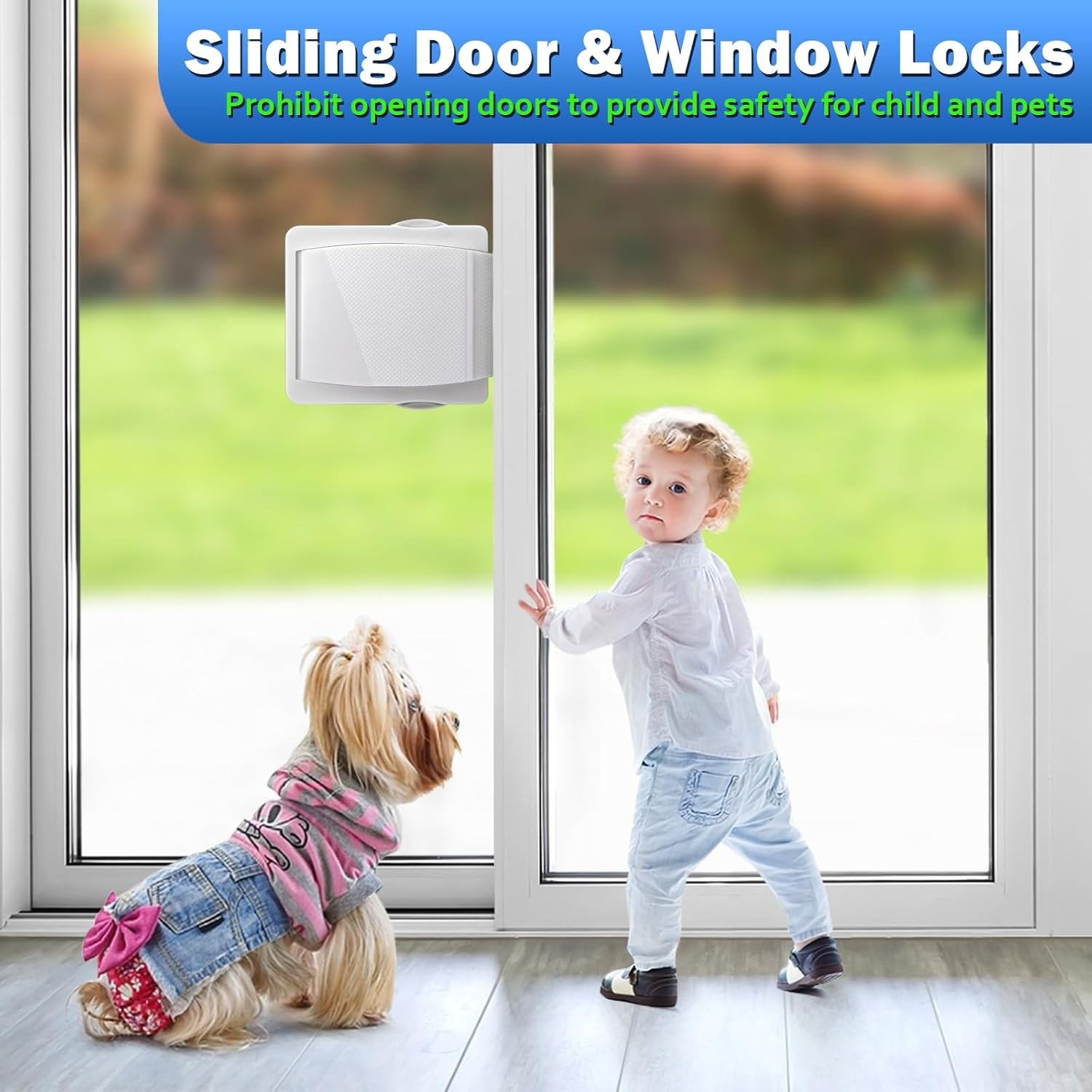 Sliding Door Lock, 2 Pack Child Safety Sliding Glass Door Lock for Sliding Glass