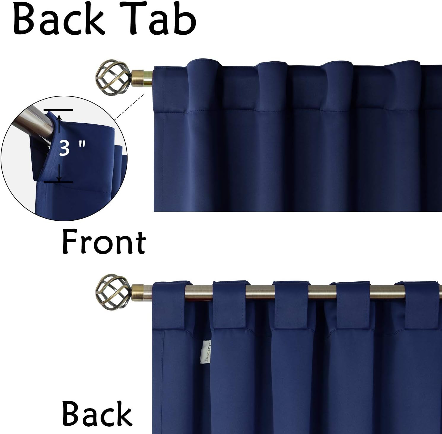 Rod Pocket and Back Tab Blackout Curtains for Bedroom – Thermal Insulated Room D