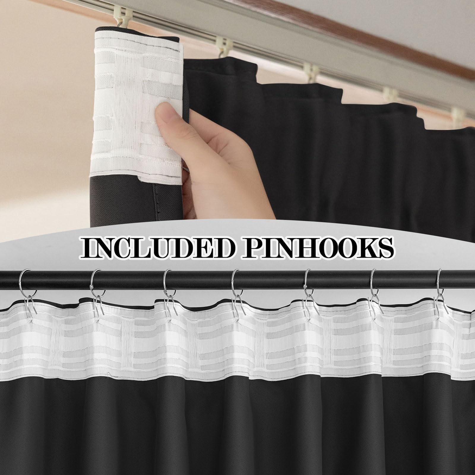 Extra Tall Curtains, for Ceiling Track or Rod with Hooks Adaptable to Various…