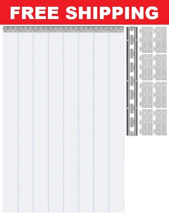 Vinyl Plastic Strip Door Curtain Kit – Matt Frosted White, 48 x 92.5 in