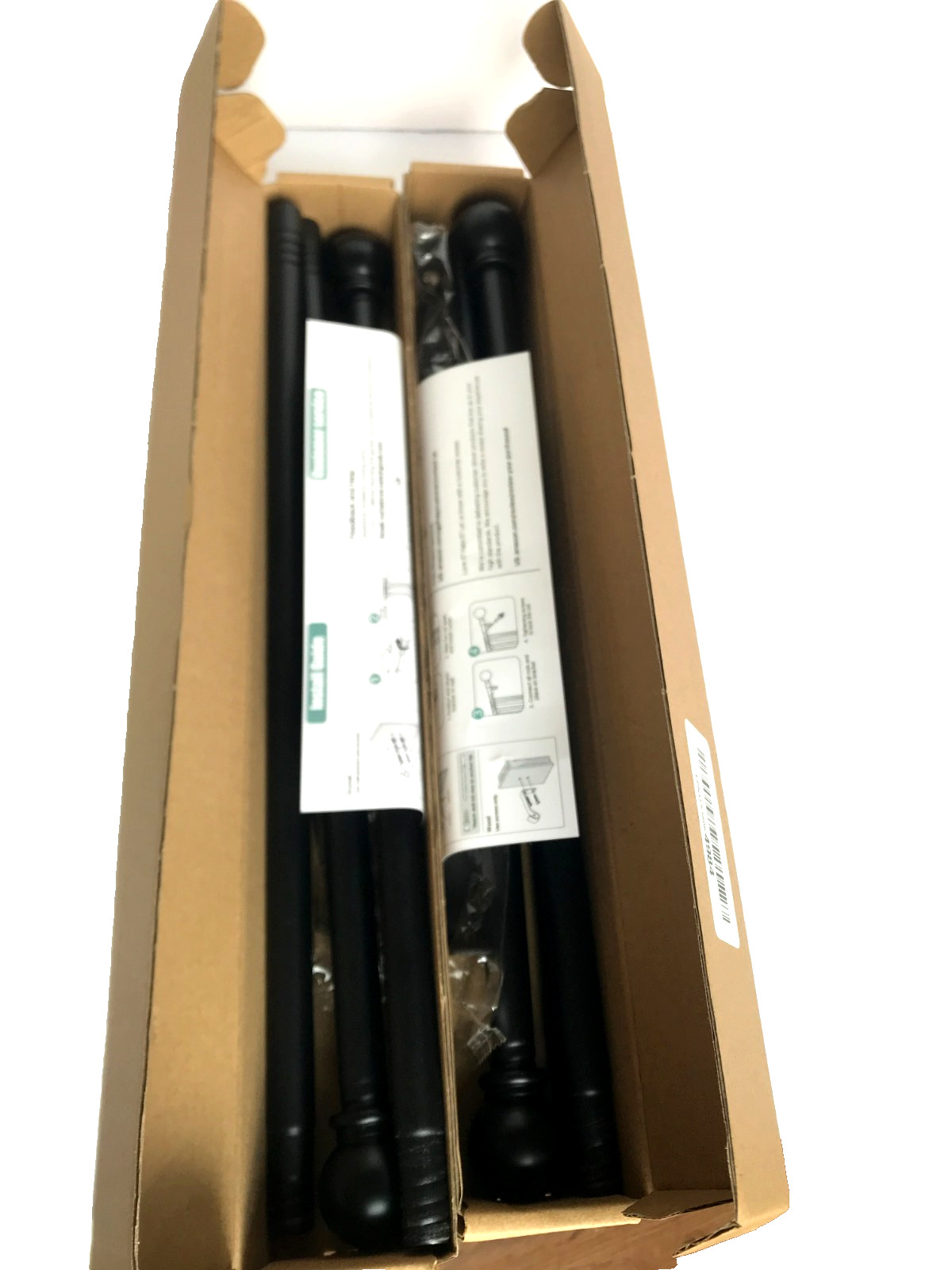 Matte Black Curtain Rod Set Ball Finials Window Drapery Pole Hardware 4 Ft 2 Pk