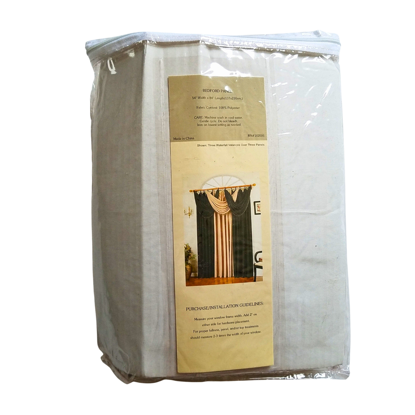 Bedford Loop Top Gold Beige Window Panel 54″ x 84″ & Waterfall Valance 40”x 20″