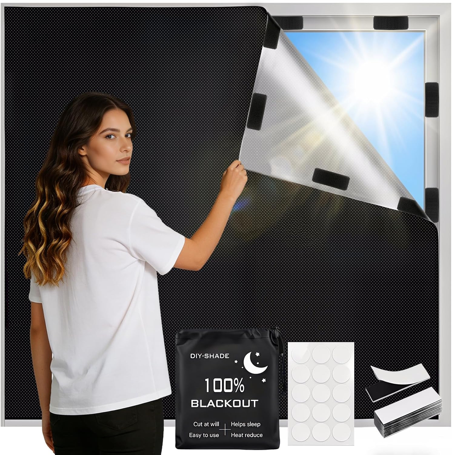 Blackout Blinds 118″ x 57″, 100% Blackout Curtains for Window, 420D No Drill Por