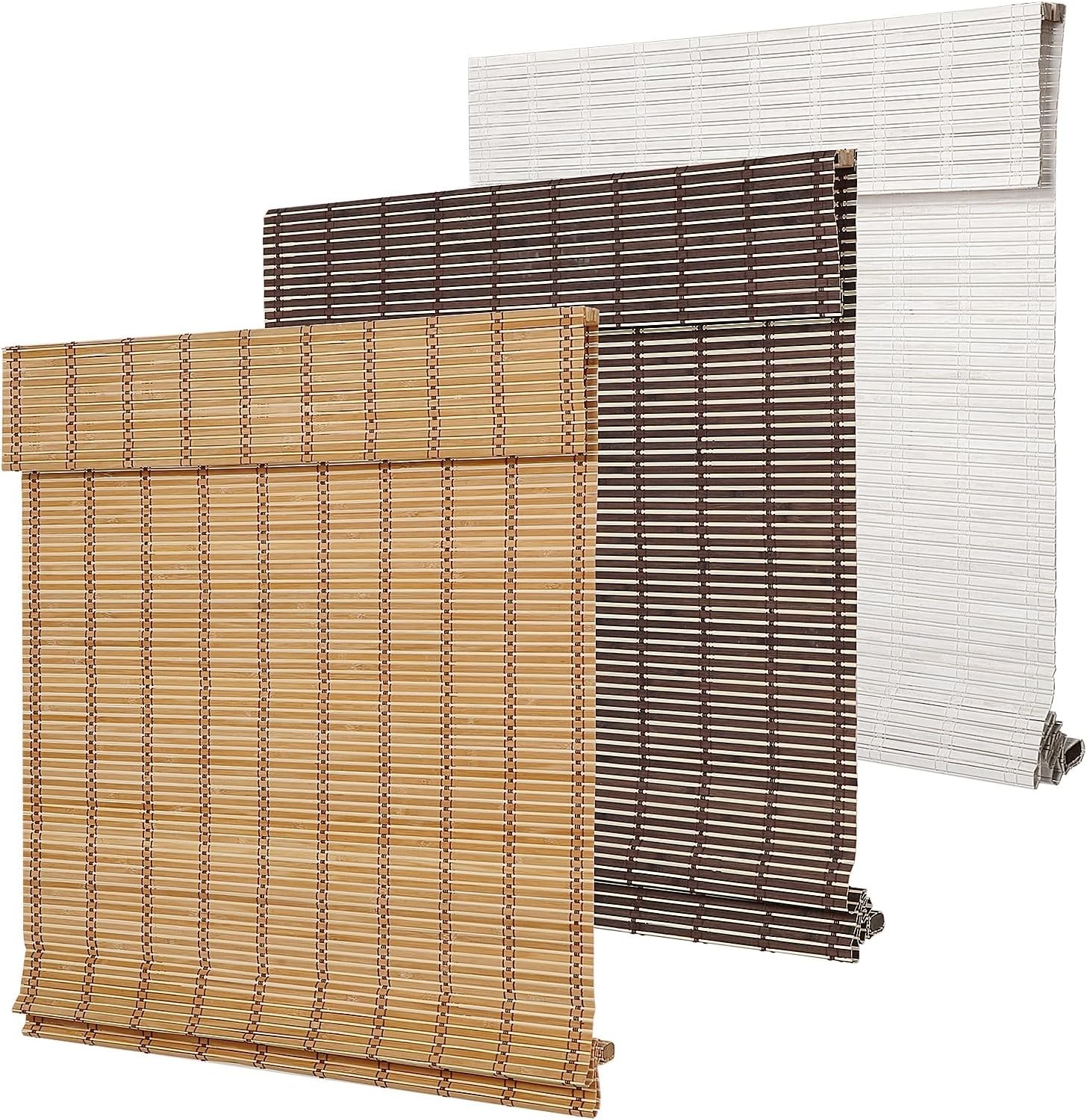 SEEYE Cordless Bamboo Blinds Light Filtering Roller Shades Natural 24″ W x 64″H