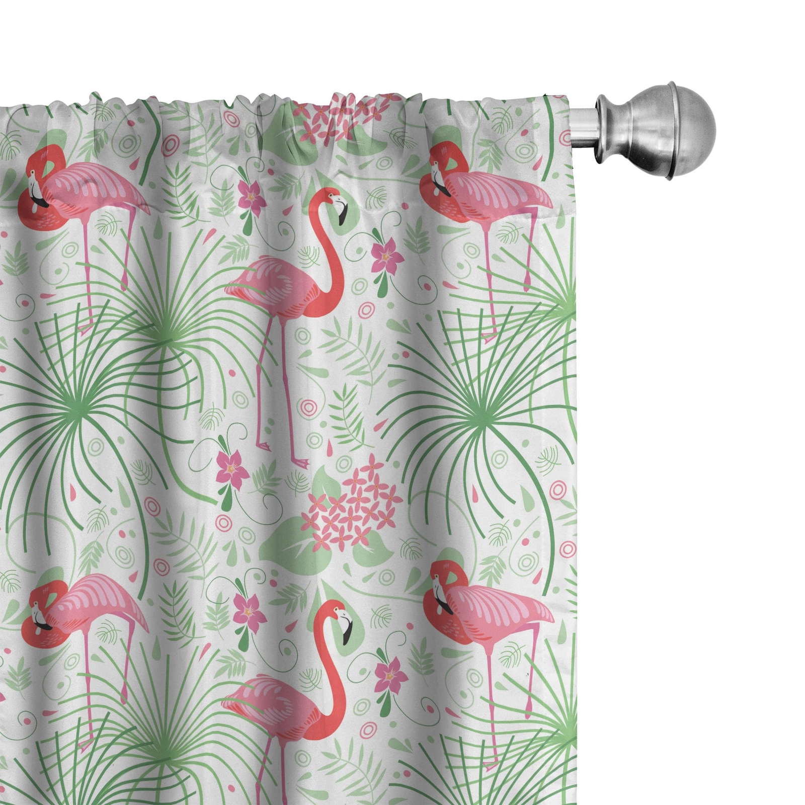 Nautical Window Curtains Floral Pattern Flamingo Botany Greenery Floral Romantic
