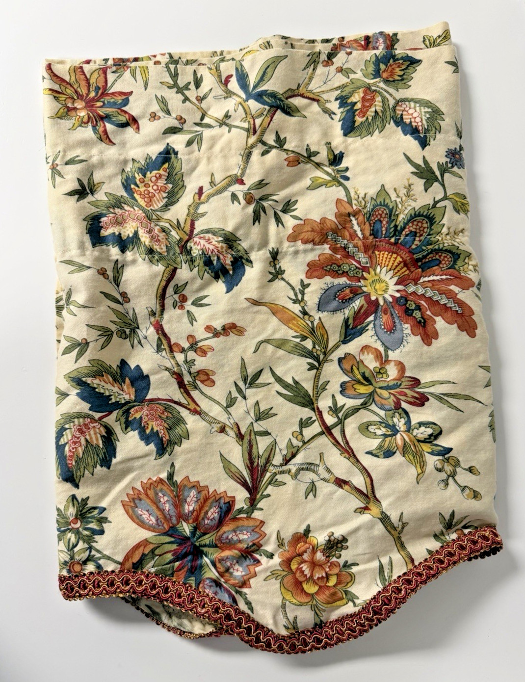 Waverly Felicite Cream Jacobean Floral Scalloped Window Valances 48×17 Lot of 2