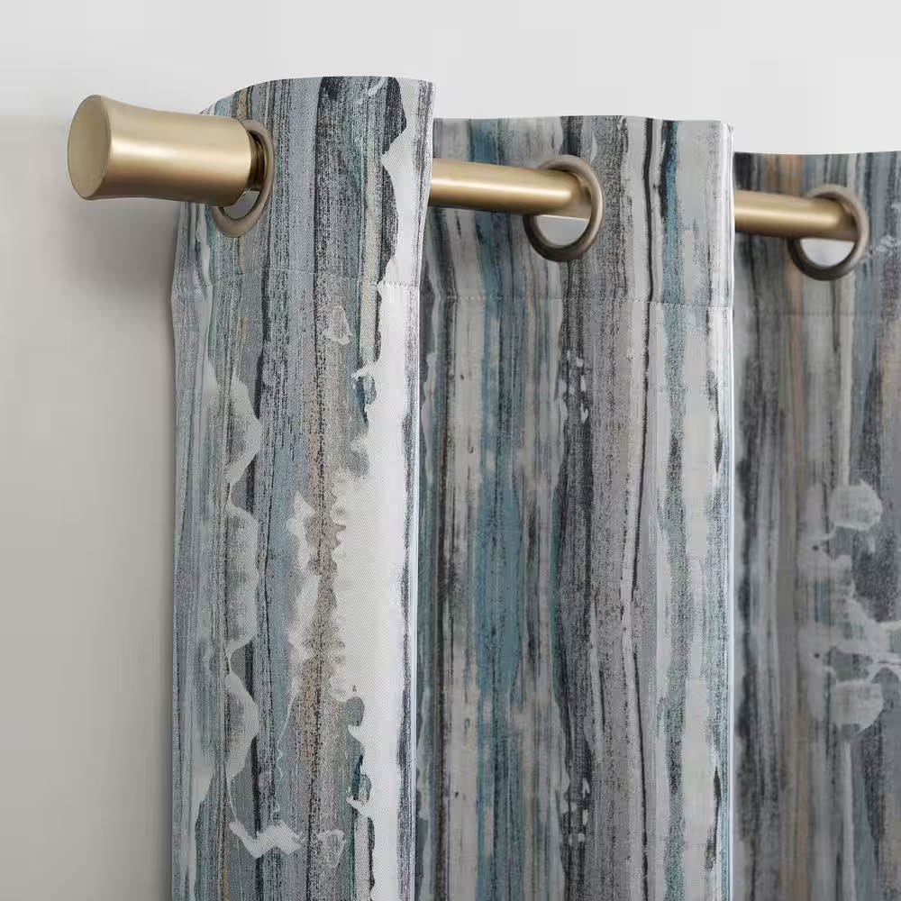 Allegory Abstract Blue Polyester 40 In. W X 84 In. L Grommet Blackout Curtain (S