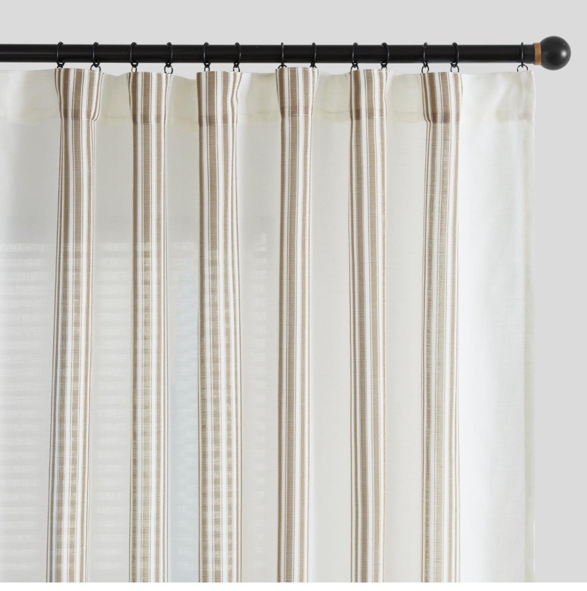 jinchan Striped Linen Curtains 96 Inch Long Tan Balanced Stripe.