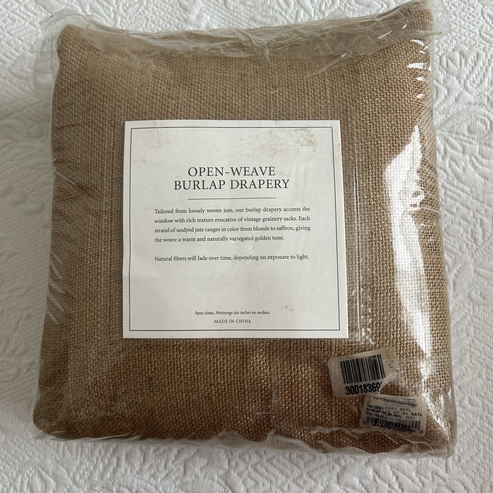 Restoration Hardware Drapery Open Weave Burlap Drapery 84″ x 50″