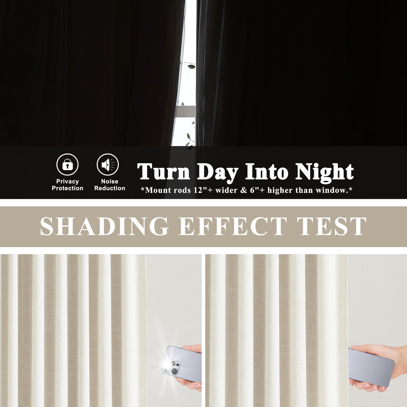 Natural Pinch Pleated Full Blackout Curtains Linen Blended Room Darkening Win…