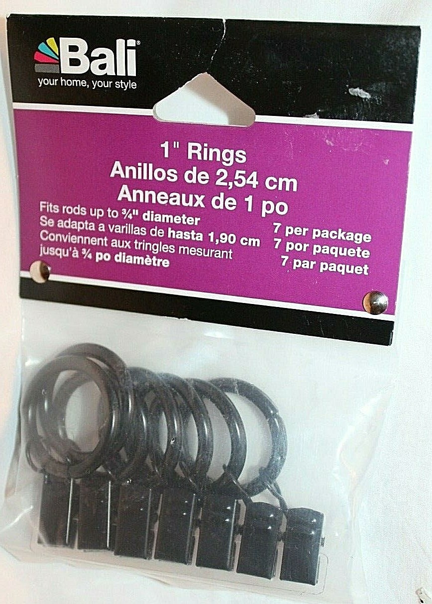 Bali 1″ Black Blinds Rings 7 Pack