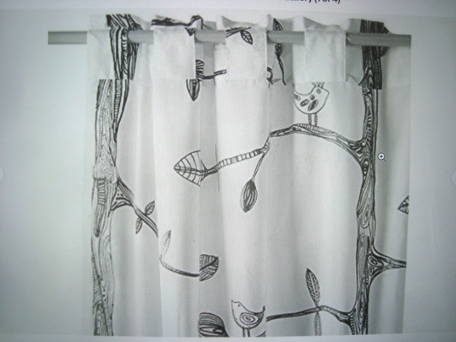 NEW Ikea EIVOR Curtains 2 Panels 57 x 98″ Black White Birds Trees Semi Sheer NIP