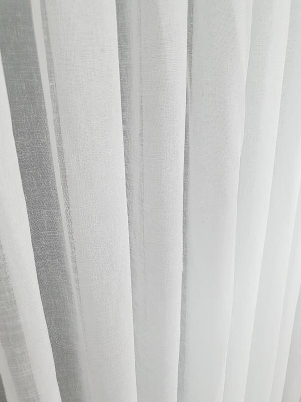 High Quality Patterned Linen Fabric Tulle Curtain, 1 by 2.5 pleated, White