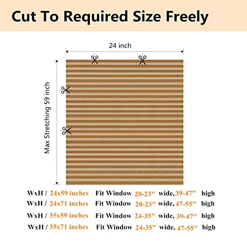 Window Blinds Cordless No Drill Cut to Size Clip On 24″W x 59″H Brown – 1 Pack