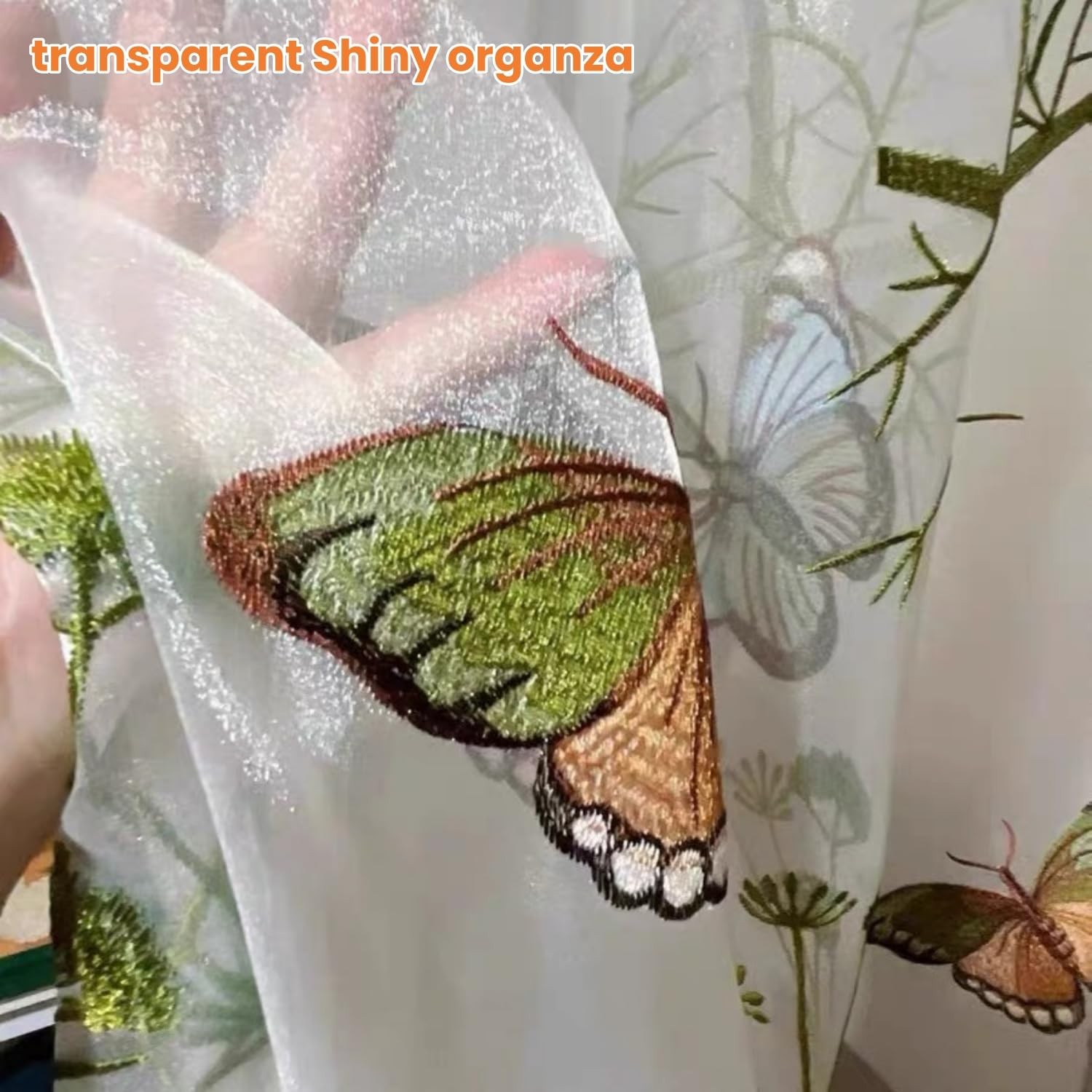 Embroidered Butterfly Window Semi Sheer Curtains for Room Country Style Dande…