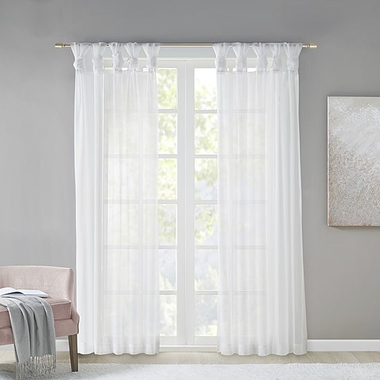 Madison Park Sheer Curtain Panels 50×84 Tab Top Set of 2 White Voile