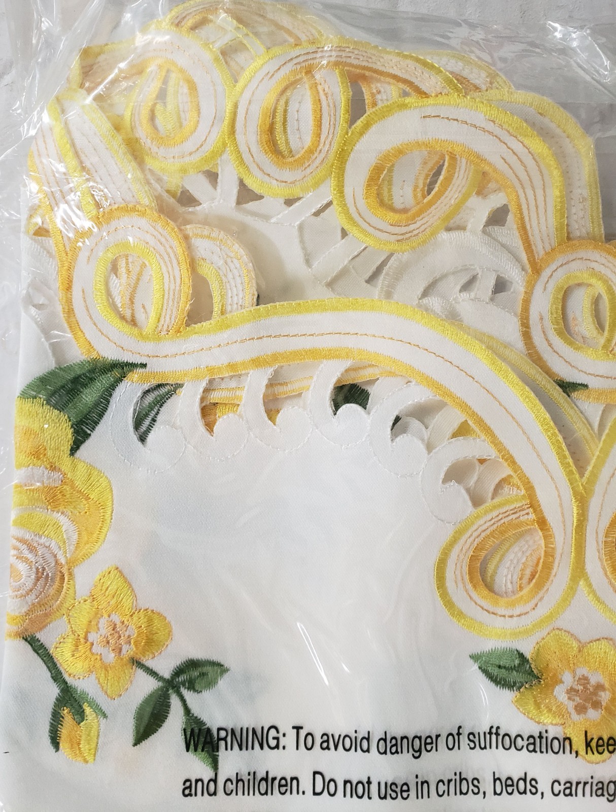 1 Embroidered Cut-out Window Valance (17″Lx58″W) SPRING FLOWERS,YELLOW ROSES, CE