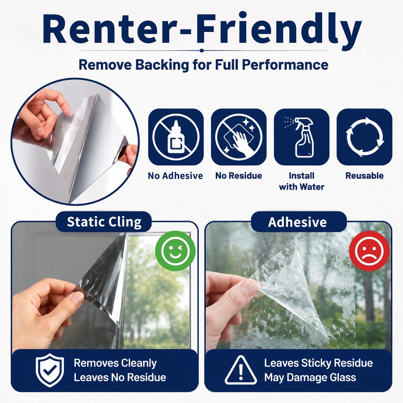 WPCTEV One Way Window Privacy Film, See 17.5 Inch x 6.5 Feet, Black Silver