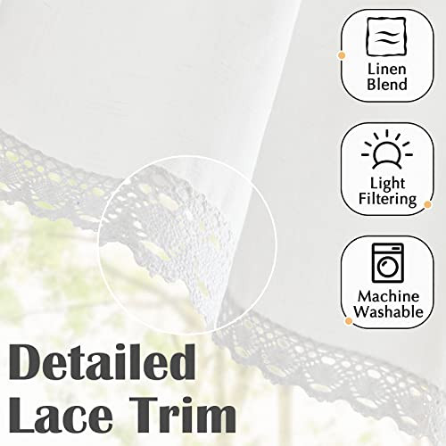 Linen Valance with Lace Trim 50″W x 18″L (Pack of 1) Lace | Off White