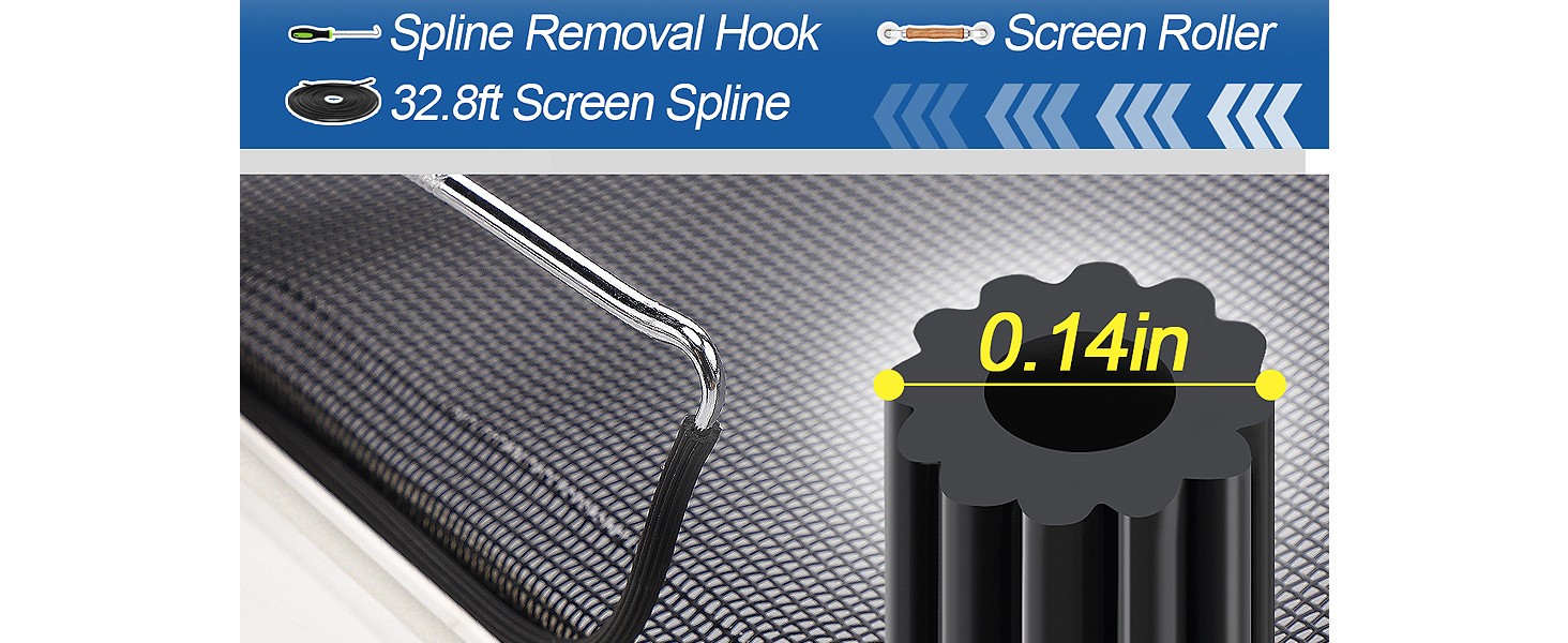 Screen Repair Kit – 3 in 1 Screen Tools Including Roller, 0.14in x 32.8ft