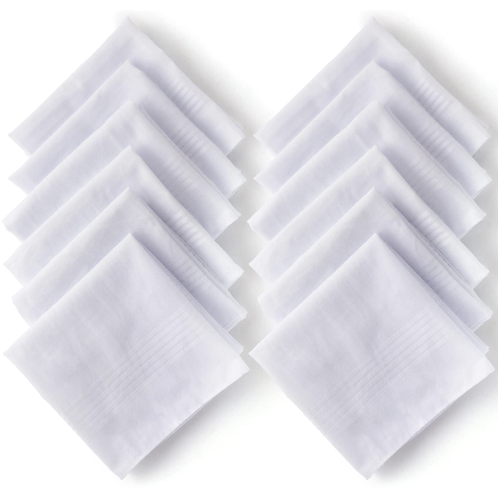 Landisun Men’s Handkerchiefs Soft White Pure Cotton Hanky 16inch,