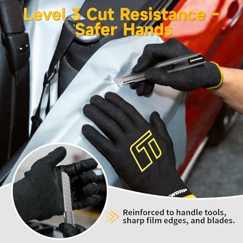 TECKWRAP Vinyl Wrap Gloves for Car Wrapping & Black * 5 Pairs (10 Gloves)