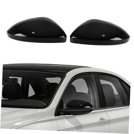 Rearview Mirror Cover Cap Compatible with VW Jetta Left + Right Glossy Black