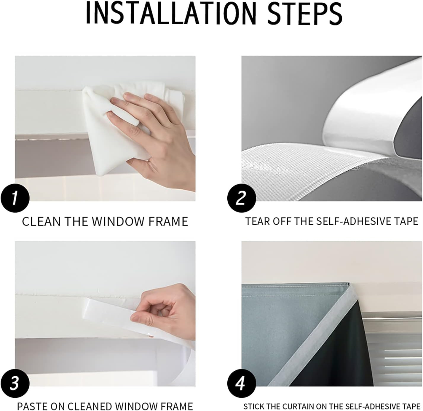 self Adhesive Portable 100% Blackout Curtains Simple and Easy to installBedroom