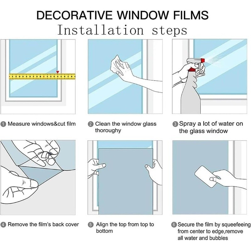 Privacy Window Film Static Cling Stained Glass Durable Reusable PVC Window Décor