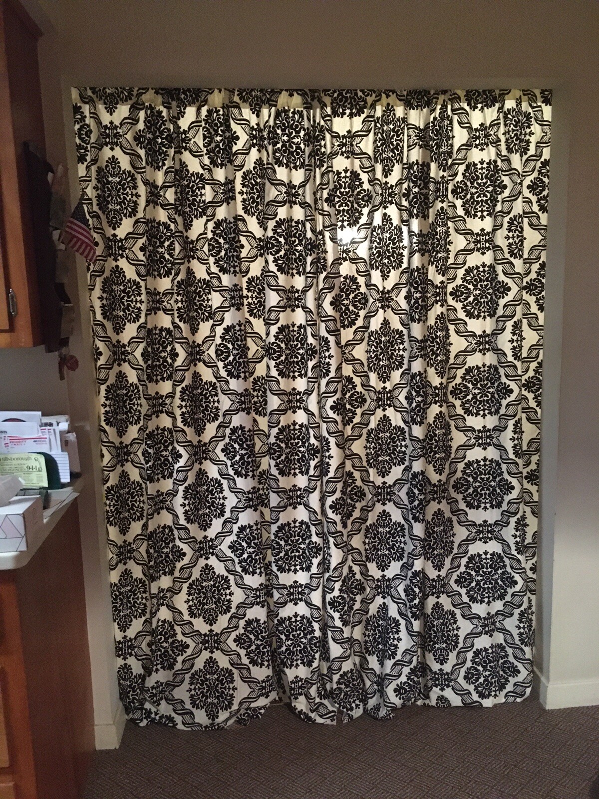 Multi-Purpose Black/Off White Curtains Or Use For Upholstery Headboards,Wall Art