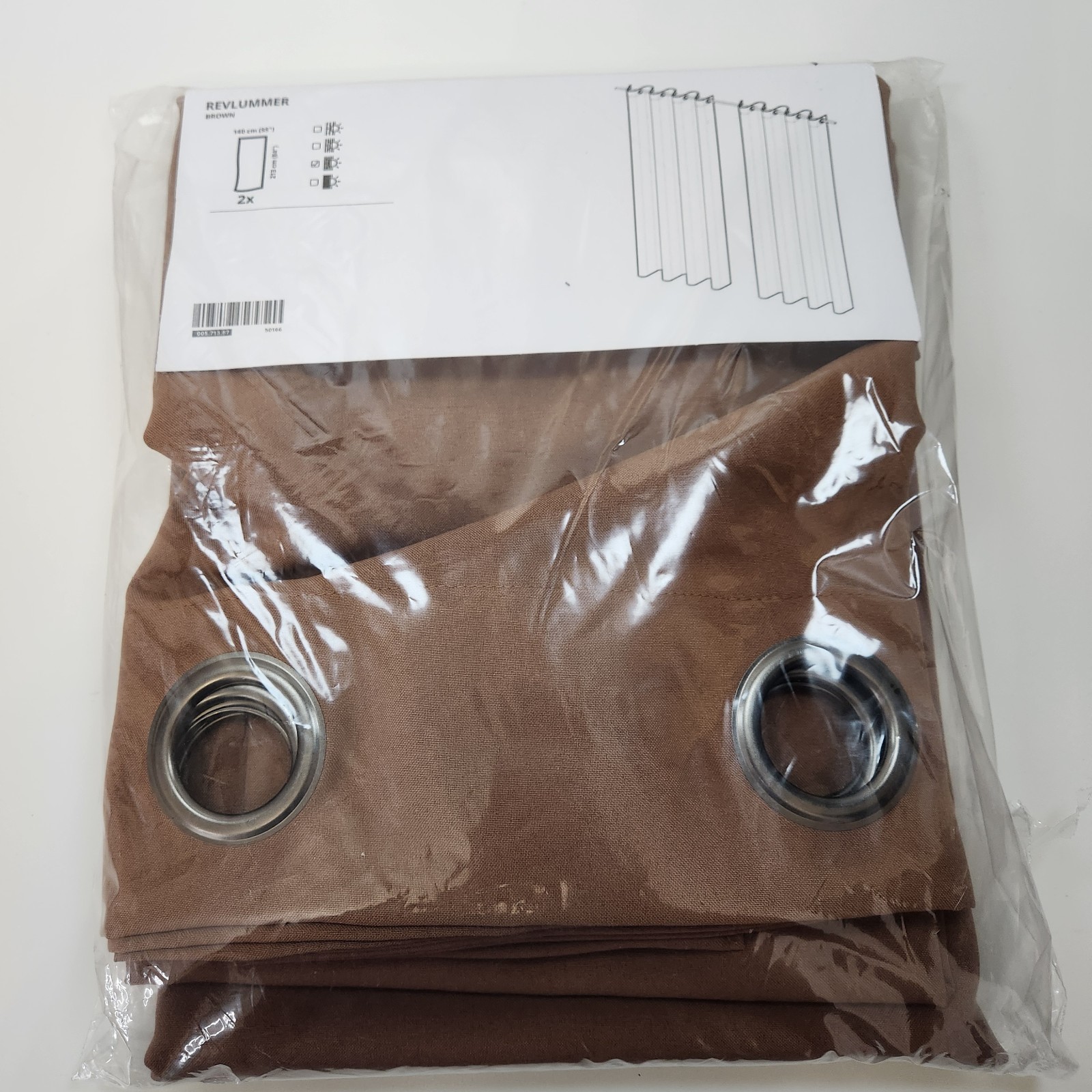 NEW Ikea Revlummer Brown Curtains 1 Pair (2 Panels) 55″ x 84″ 005.713.87 Solid D
