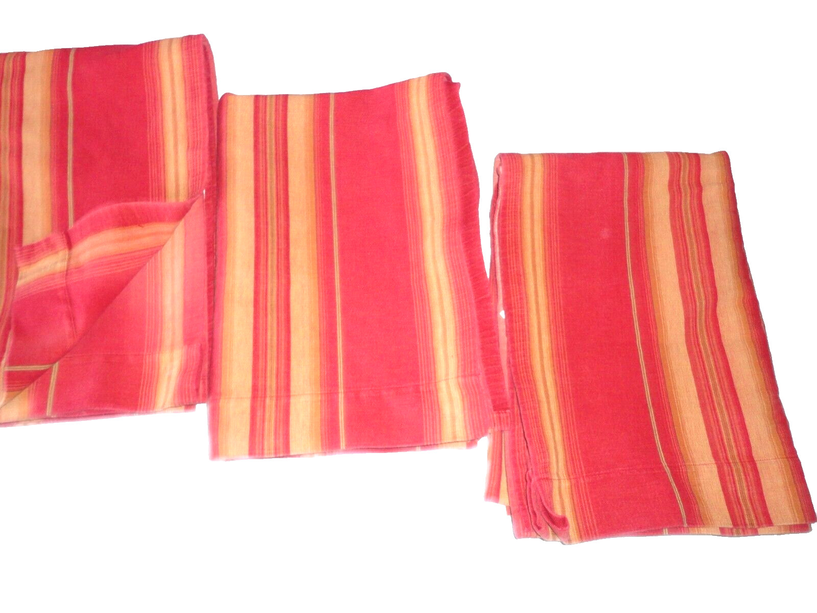 POTTERY BARN HARRISON RED GOLD RUST STRIPE (3) DRAPERY CURTAIN PANELS 53X78, 80