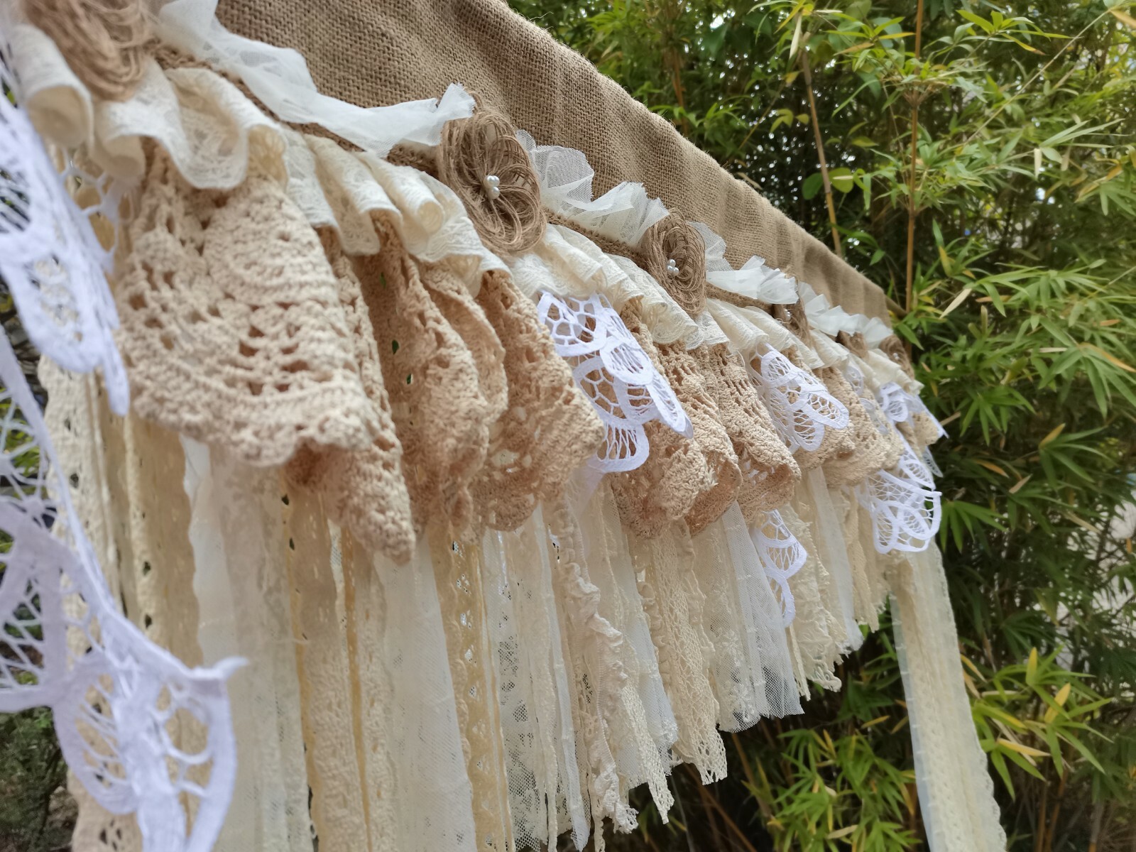 Rustic Vintage Unique Bedroom Valance Burlap Kitchen Valance Curtain Wedding