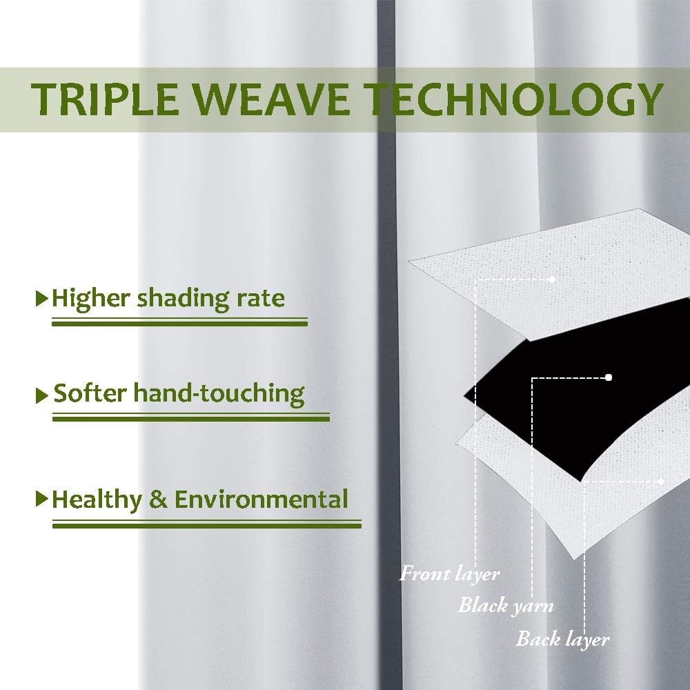 White Blackout Curtain Liners for Window – Noise Reducing Light Blocking Liner