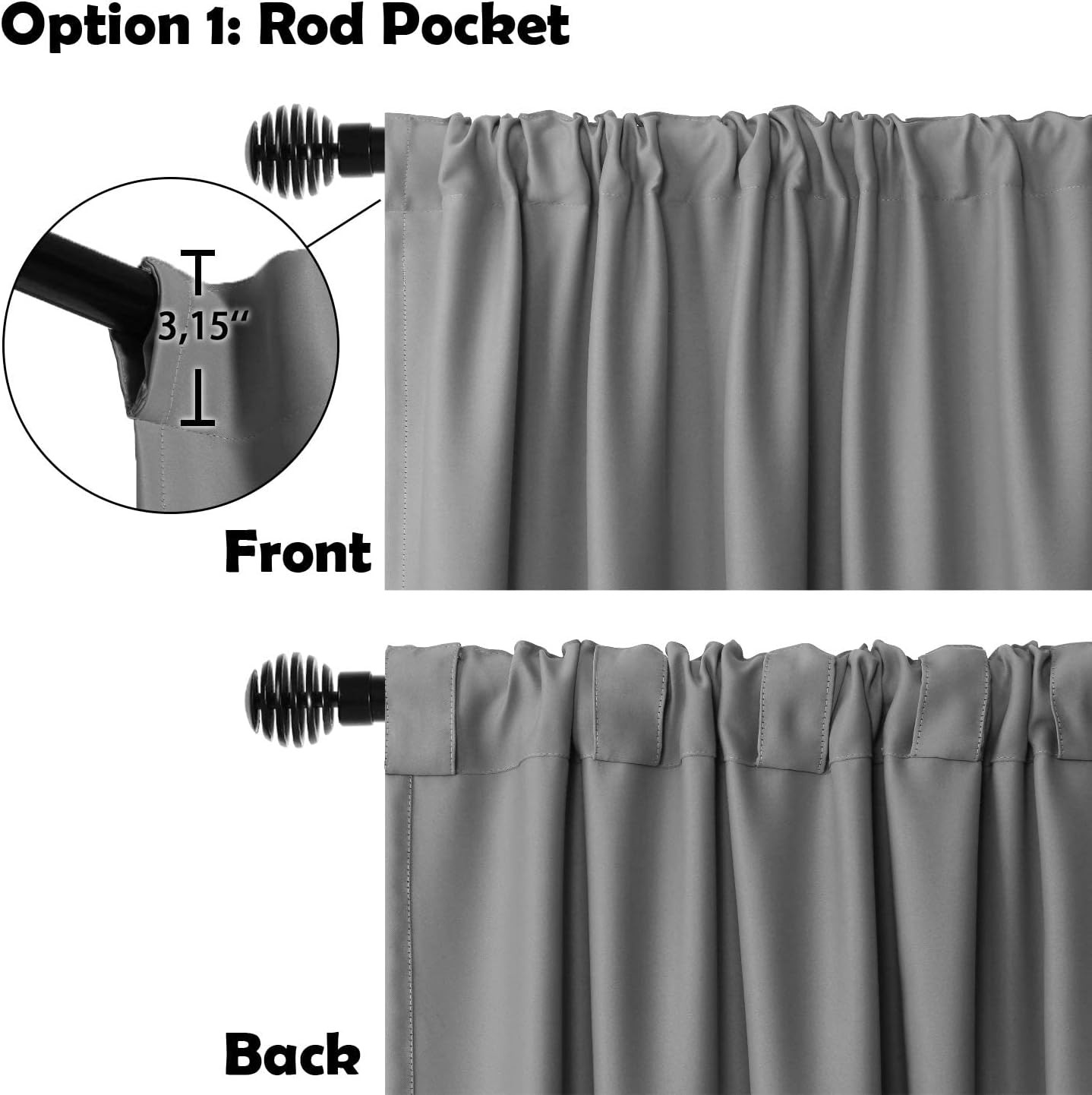 Extra Wide Blackout Curtain Room Divider for Sliding Doors, 144×96 in Light Grey