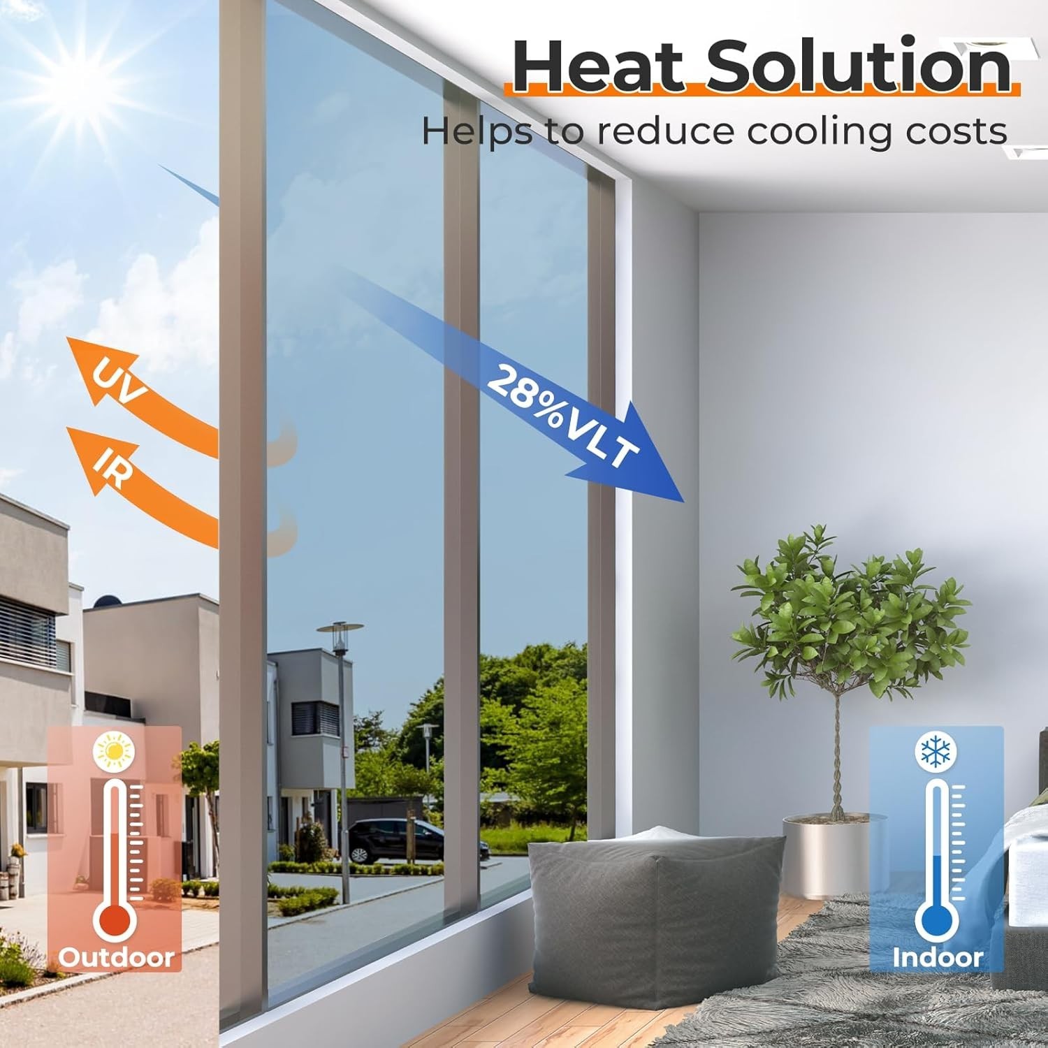 Window Privacy Film, One Way Window Tint for Home, Static Cling Anti UV Sun B…