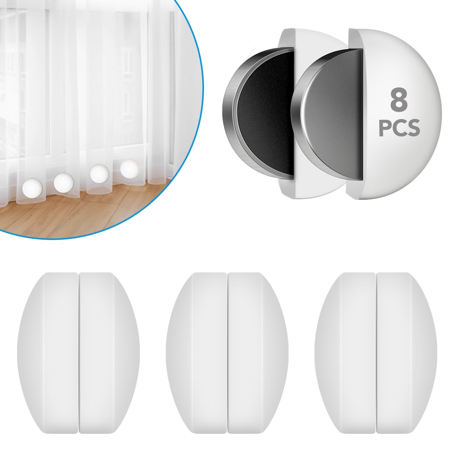 8 Pcs Shower Curtain Weights, Silicone 1.2″W x 1.6″L (Pack of 8), 8 Packs