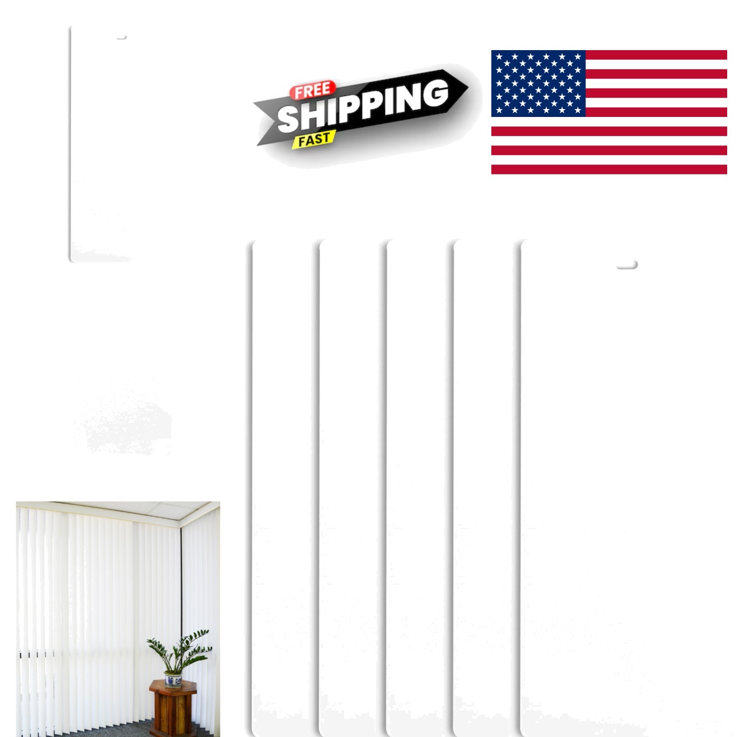 Curved Smooth White PVC Blind Slats 82.5 Inch Length Trimmable for Custom Fit