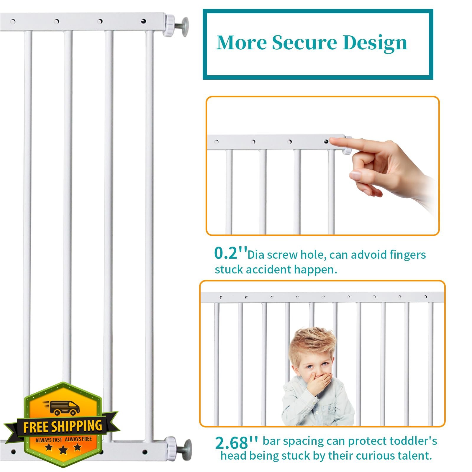 SHYUJAJIE Window Guard White 20.5″-41.3″ 2 panels