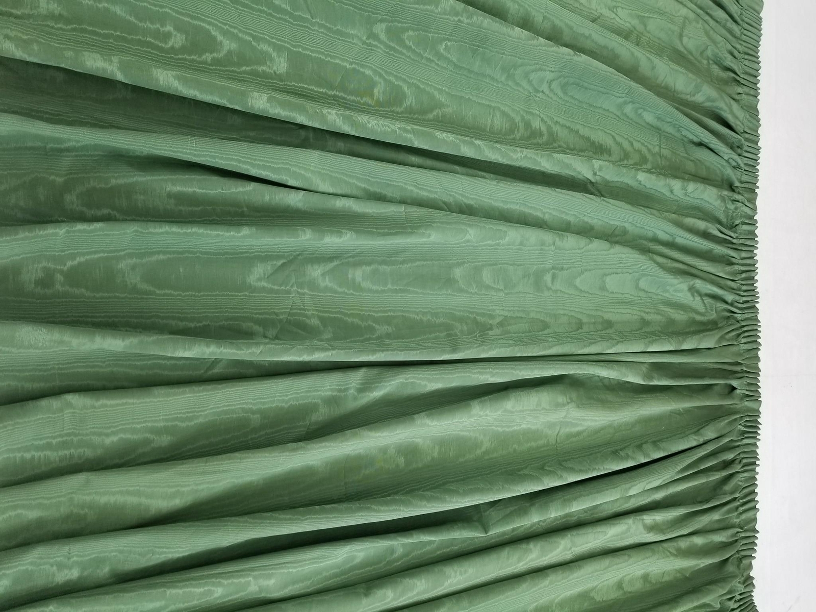 Vintage Green Moiré Pattern Lined Curtain Panel 136×68 inches