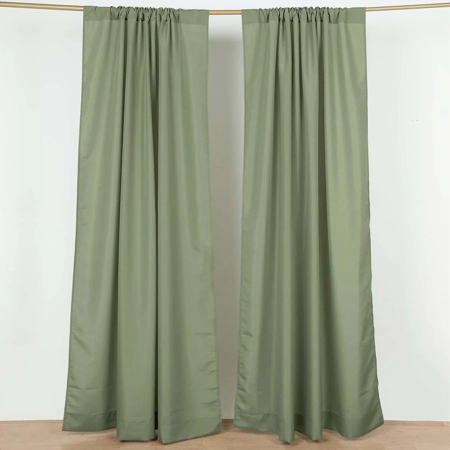 SAGE GREEN 2 Drapery Panels 8 ft Polyester Backdrop CURTAINS Rod Pockets Party