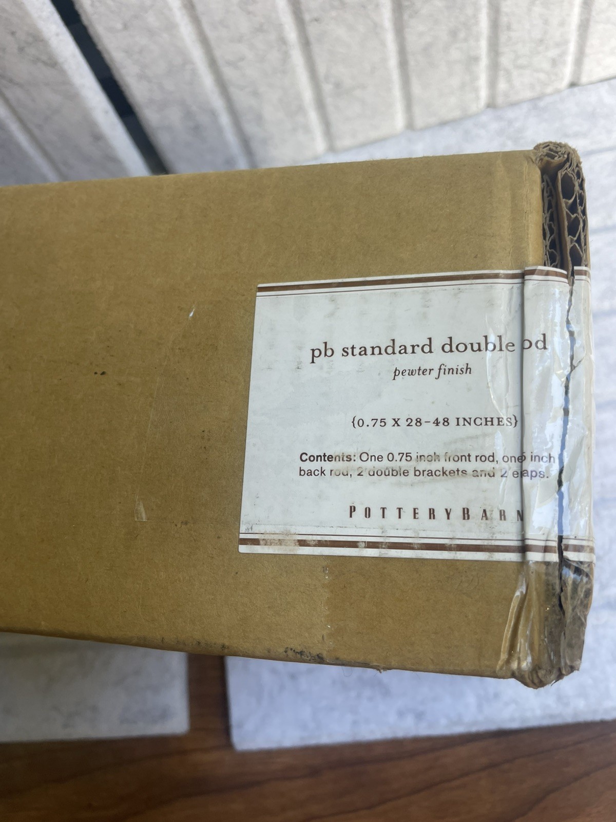 Pottery Barn Standard double rod Curtain Rod & Wall Bracket Pewter 28″-48″